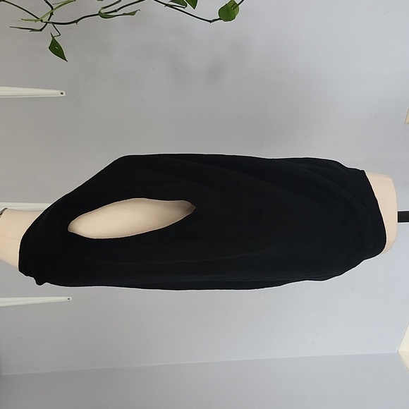 Mens Sleeveless Knitwear 100% Merino Wool Black V Neck Sweater XL - Picture 3 of 7